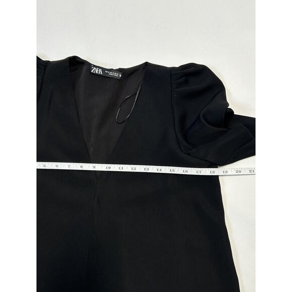ZARA WOMAN Black Puffy Short Sleeved Mini Dress Womens Size Medium - Picture 5 of 7